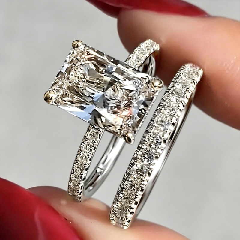 Huitan Exaggerated Square Geometric Set, Fashionable Elegant Engagement Jewelry, A Popular And Best-Selling Ring