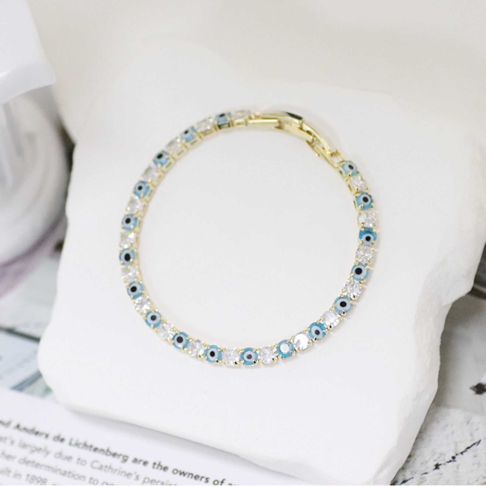 European And American Fashion Trendy Zircon With Unique Design, Single Row Round Full Diamond Jewelry, Versatile Bracelet