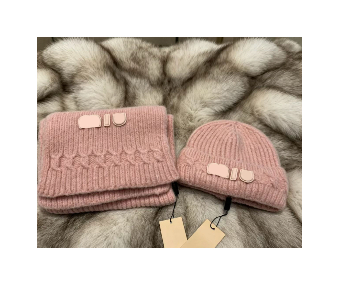 Cozy Women Knit Beanie Scarf 2Pcs Set Winter Warm Cable Knit Hat & Long Scarf