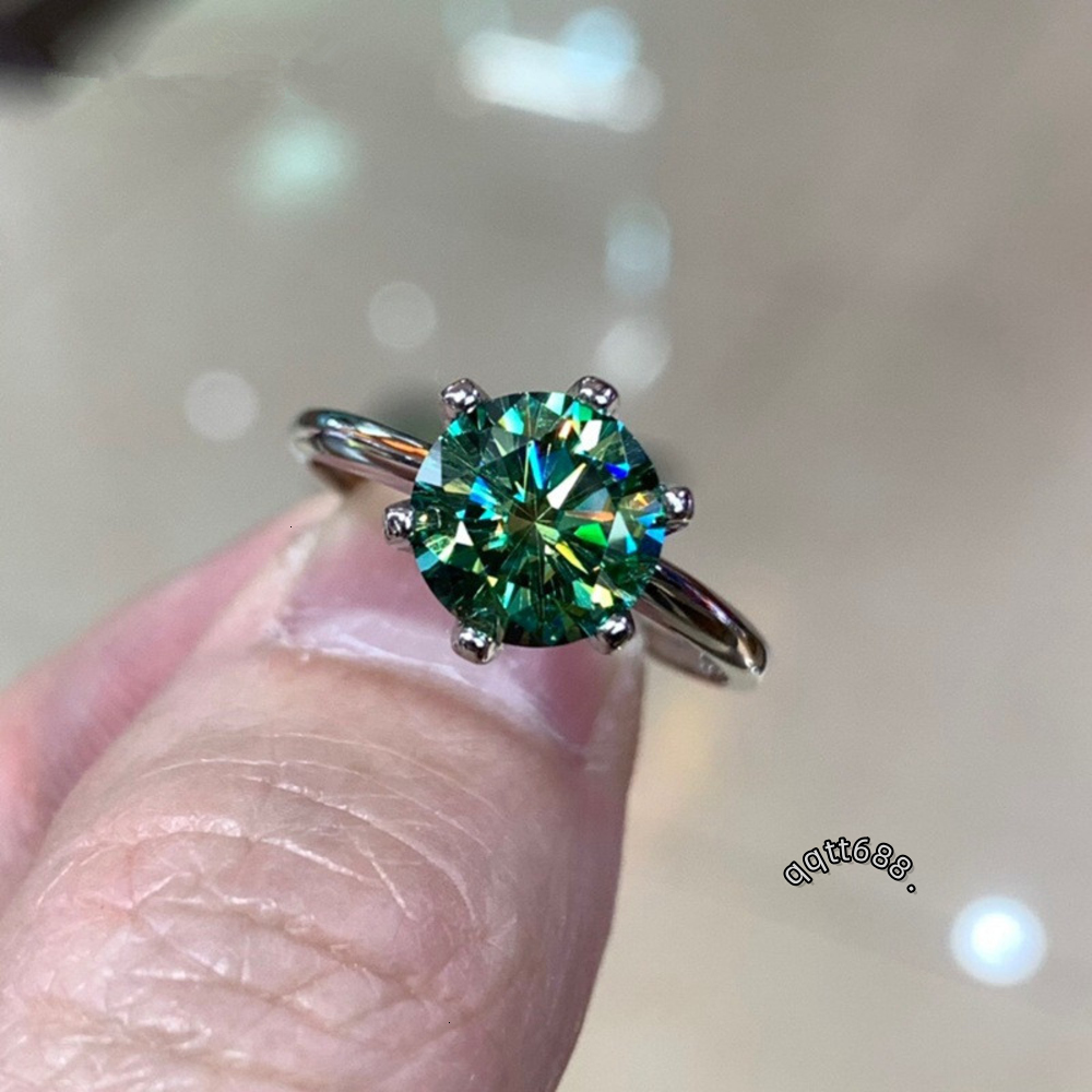 Green Moissanite Ring Delivery GRA Certificate Black Card S925 Silver 2-5 ct Luxury Rings Women Birthday Gift Jewelry