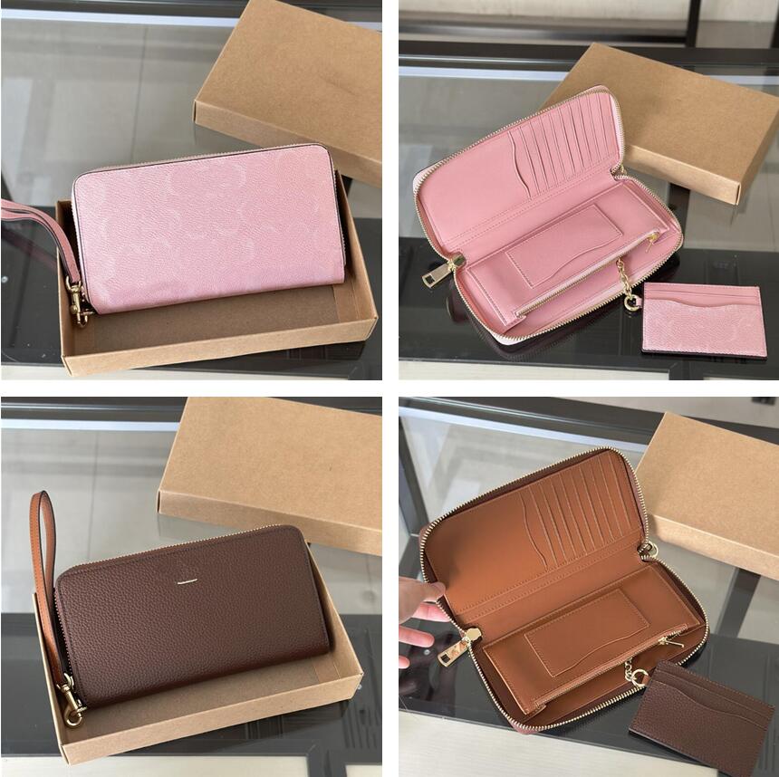 Womens Luxury coas long Wallets designer Classic Sign wrap zipper wallet with Wristlet and Extra Card Holder Purse Ladies vintage mini cluth bag han