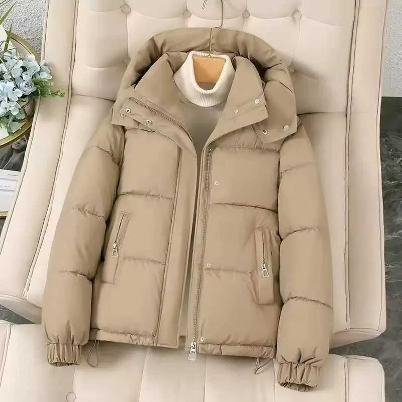 Women's Down Parkas Fashion Short Hooded Parkas Coats Thicken Warm Down Cotton Jacket Women's 2025 Winter New Chic Loose Bread Outerwear F