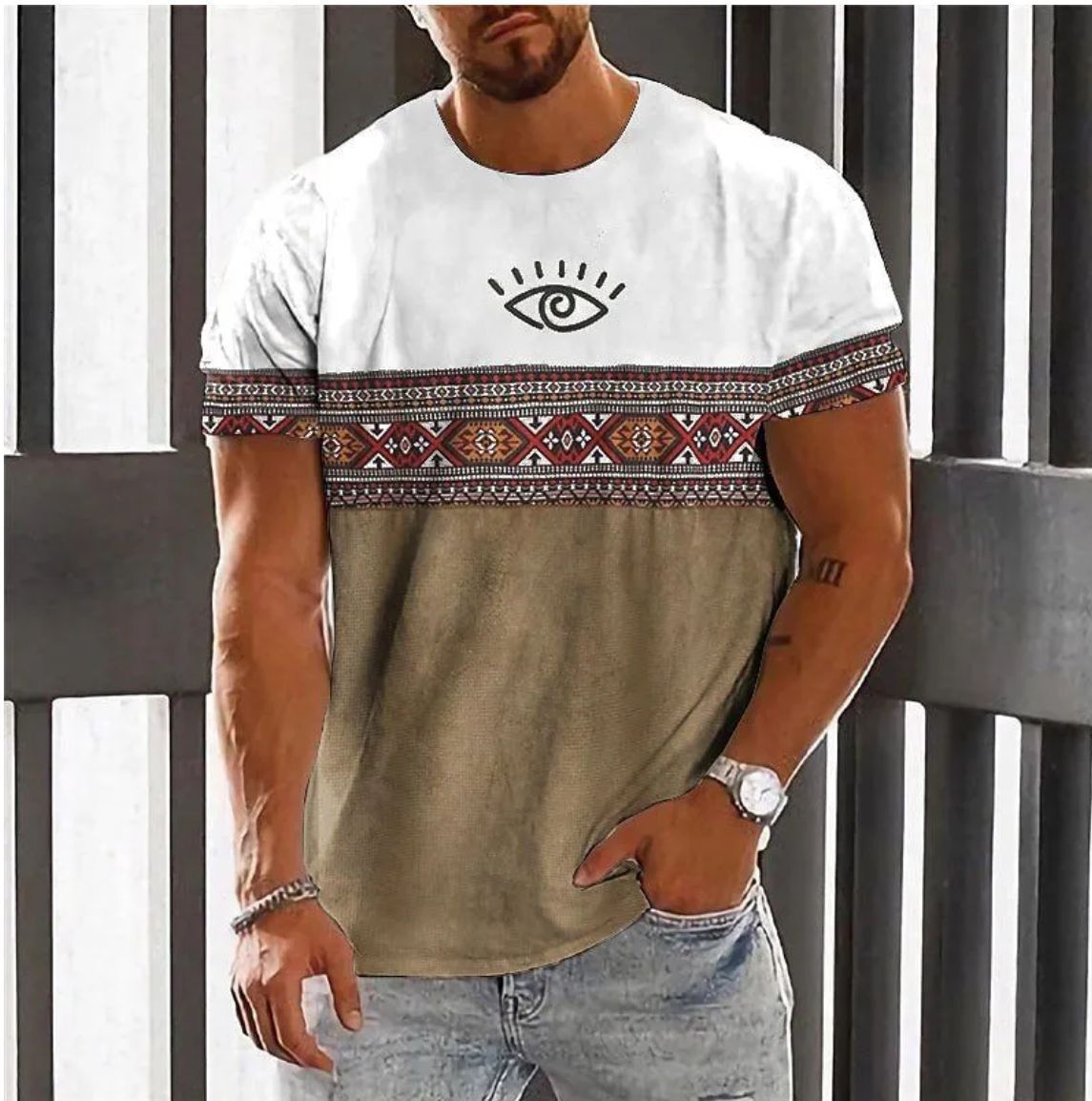 2026 European American Trendy T-Shirts, Casual Ethnic-Style Short-Sleeved Men's Loose-Fitting Tops, Quick-Drying And Breathable Free Shipping