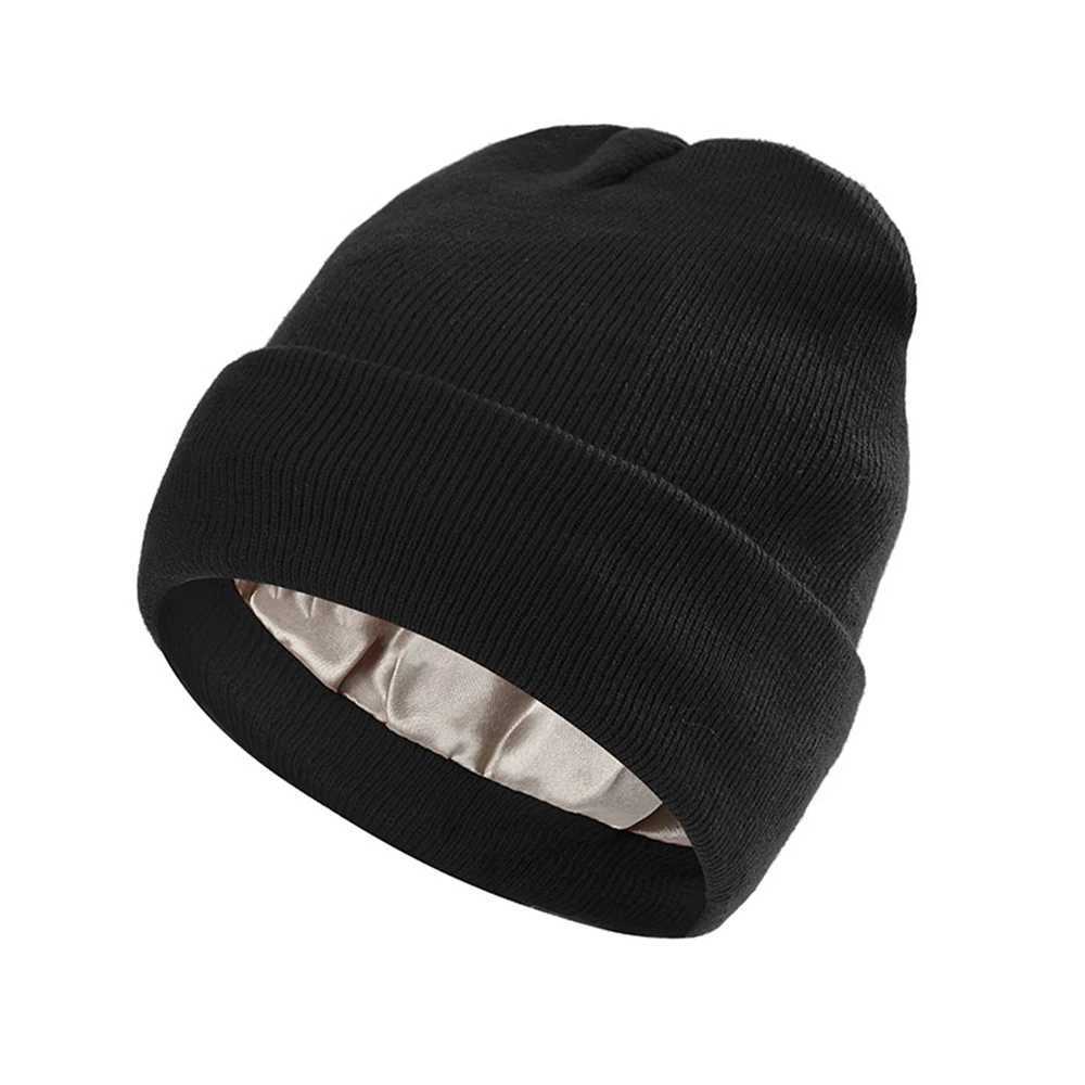 Beanie/Skull Caps Chunky Knit Winter Beanie Women Satin Lined Skull Cap Soft Warm HatT261017