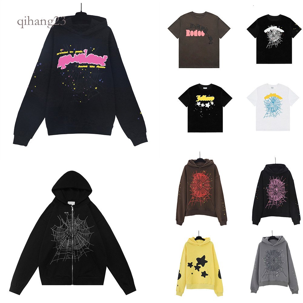 Spider Hoodie Hoodies Designer Puff Print Young Thug Pullover Sweatsuit Loose Casual T Shirt Mesh Print Streetwear Spyder Web Print 2 Piece Set Fot