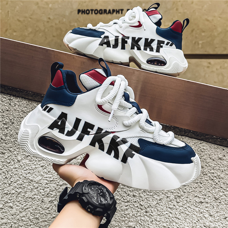 Spring New Versatile Men's Height-Increasing Casual Shoes Thick-Soled Non-Slip Wear-Resistant Lightweight Dad Shoes Comfortable Sneakers