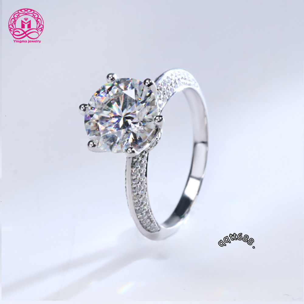 Luxury 9k 10k 14k 18k Moissanite Engagement Ring High Quality 3 Ct White Gold Round Cut Moissanite Diamond Ring