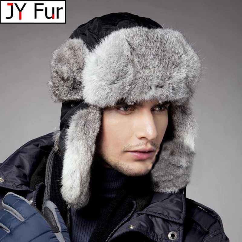 Trapper Hats Rabbit Fur Bomber Hat Men Women Winter Snow Cap with Earflaps Thick Warm Trapper Ushanka Thick Warm Cap With Ear FlapsT261017