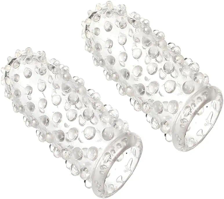 2Pcs Transparent Silicone G Spot Finger Sleeves Finger Cot Clitoral Stimulator for Adult Men Women Couples Bedroom Play needoh s r m l t o p c mo