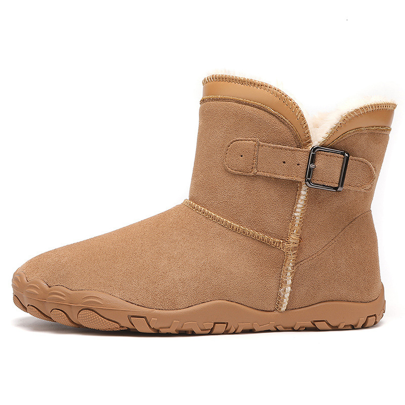 Womens Ankle Snow Boots Warm Fur Lined Suede Winter Booties Slip On Flat Non Slip Cold Weather Shoes for Autumn Winter