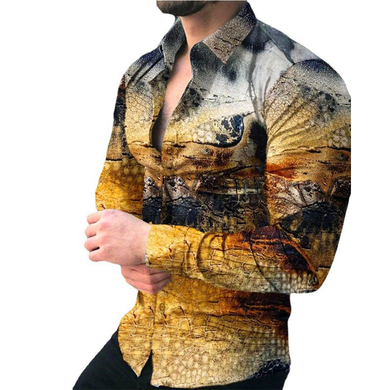 2026 , European And American Independent Site Foreign Trade Fashion Printed Men's Long-Sleeve Shirt, Casual Thin Summer Style Free Shipping