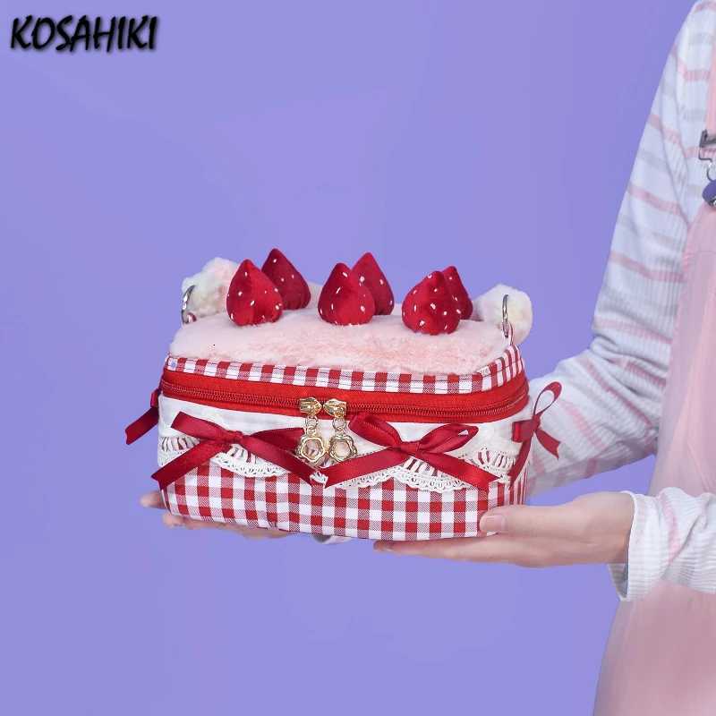 Evening Bags Totes Women Mini Purses and Handbags Y2k Aesthetic Sweet Lolita Kawaii Clutches Cute Plaid Chic Bow Top-Handle Bags All Match Hand Bag