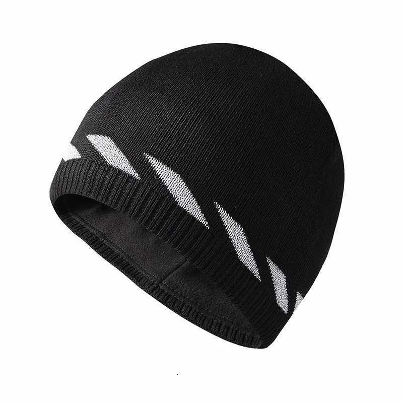 Beanie/Skull Caps Reflective Knit Hat Safety Beanies Men Women High Visibility Beanie Neon Winter Caps Striped Fleece Lined WarmT261017