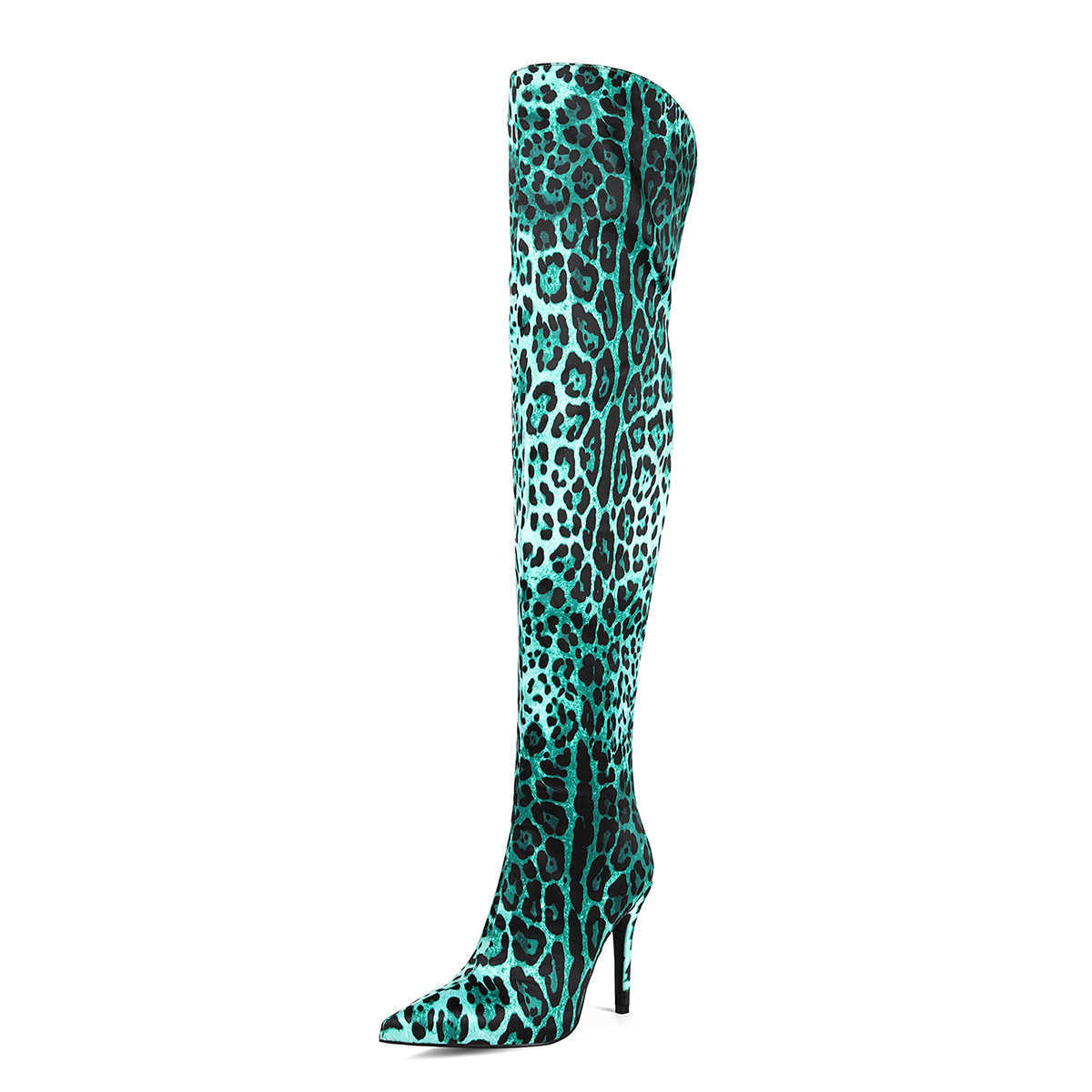 New stylish, color-blocked elastic long boots with heels print design available in plus sizes for women