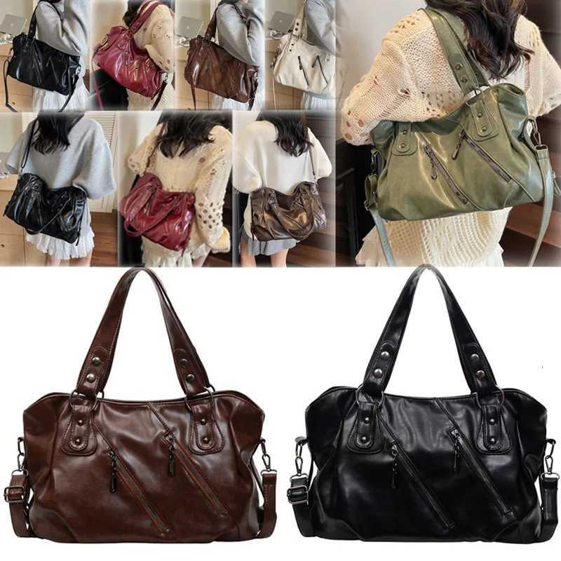Evening Bags Y2K PU Leather Hobo Bag Women Vintage Multi-Zipper Shoulder Crossbody Bag Large Capacity Casual Underarm Tote Handbags H261016