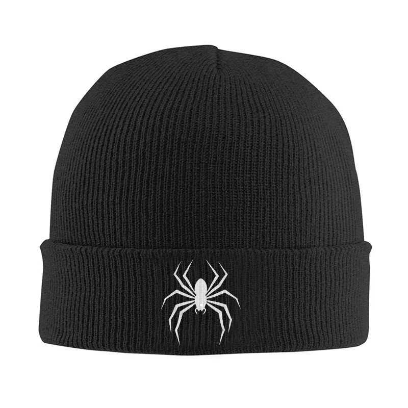 Beanie/Skull Caps Spider Graphic Knit Beanie Hat Cuffed Skull Cap Winter Warm Acrylic Chullo Unisex Hip Hop Streetwear Black Slouchy BonnetT261017