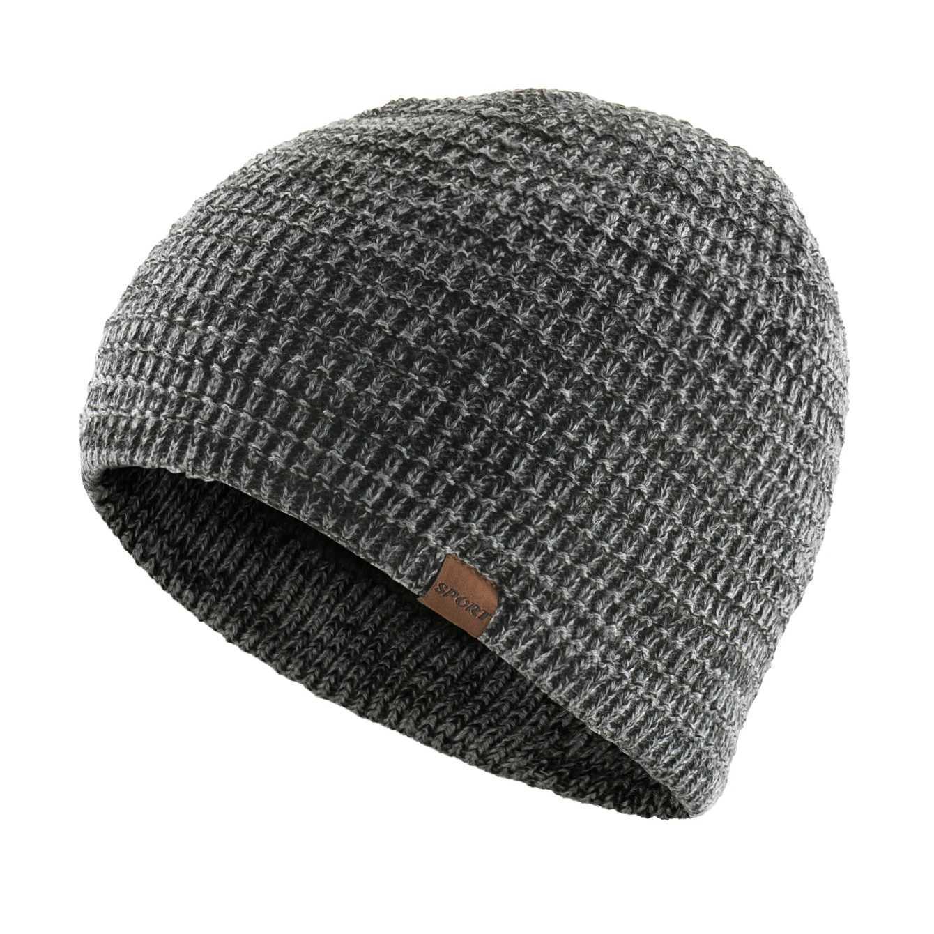 Beanie/Skull Caps Winter Warm Skullies Beanie Men Thermal Multi-colored Knitted Minimalist Hat Thick Double-Layer Fleece Lined Skull CapT261017
