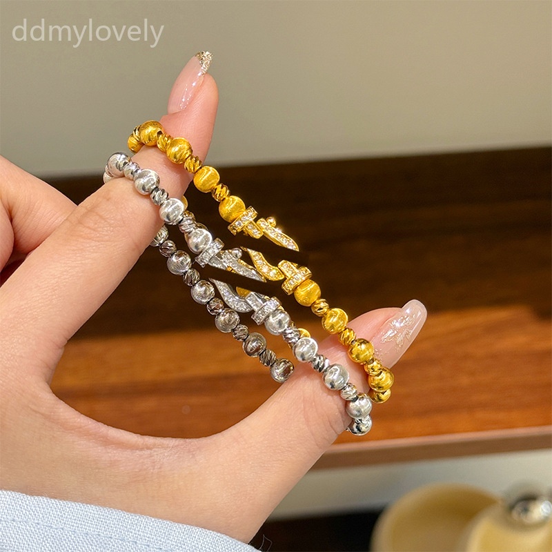 Vintage Horsebit Cat Eye Bracelet for Women, Brass & Zirconia Jewelry, Adjustable Elastic Rope Design