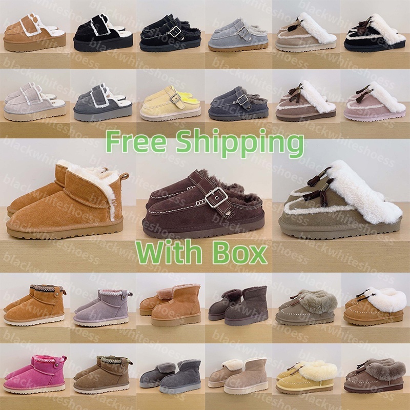 Free Shipping With Box uggsmans uggswomens boots slippers ugggoldenstars clogs womens winter furry boots Designer uggevelina evelina slides shoes dh
