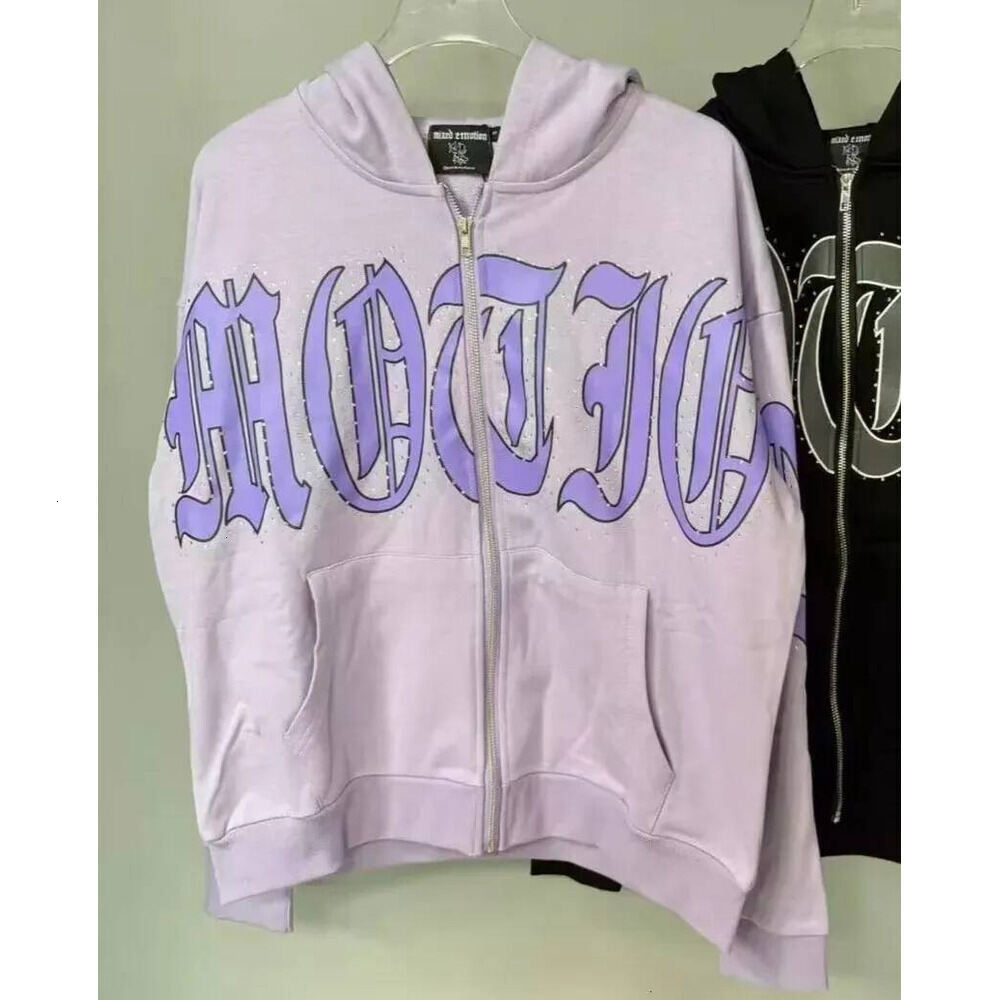 Mixed Emotions Hoodie Men's Hoodies Prestige Hoodie Little Angel Pattern Print Zipper Hotfix Rhinestone Sweater Vintage Spring And Winter High