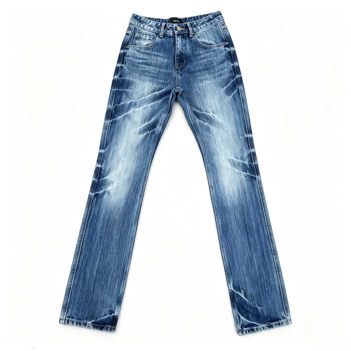 Trendy Ghost Denim Jeans Mens y Fog Blue Print Casual Straight Leg Cotton Trousers Middle Waist Washed Effect 261017