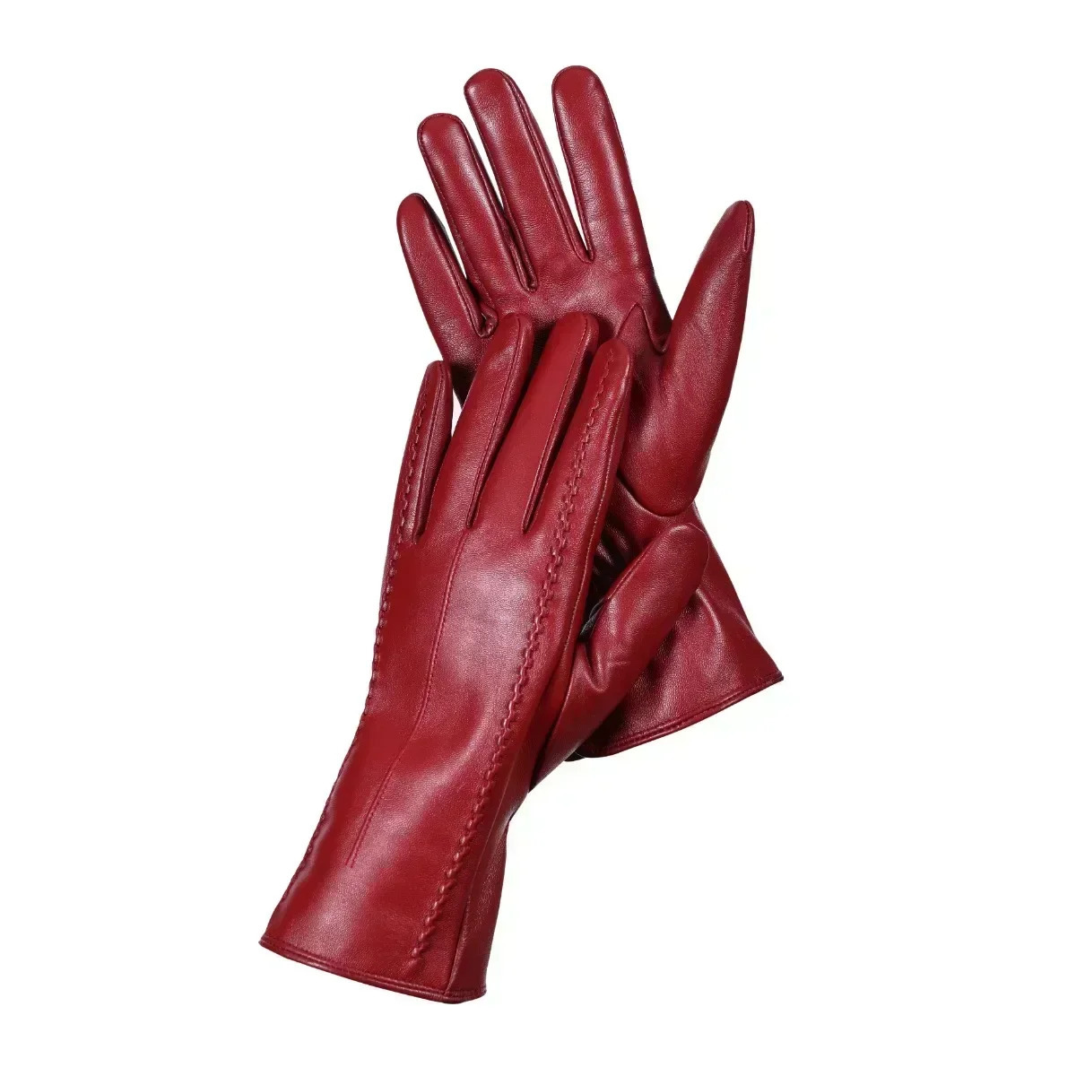 Womens Sheepskin Good Quality Gloves Winter Warm Plus Velvet Short Thin Touch Screen Driving Color Womens Leather Gloves 261017