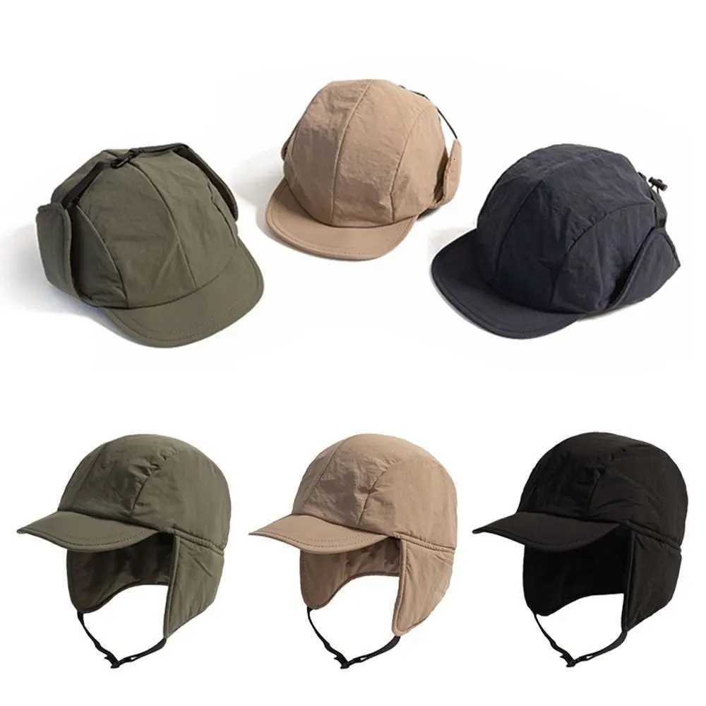Trapper Hats Outdoors Japanese Bomber Hat Thick Warm Winter Cap Windproof Casual Earflap Bonnet for Men WomenT261017