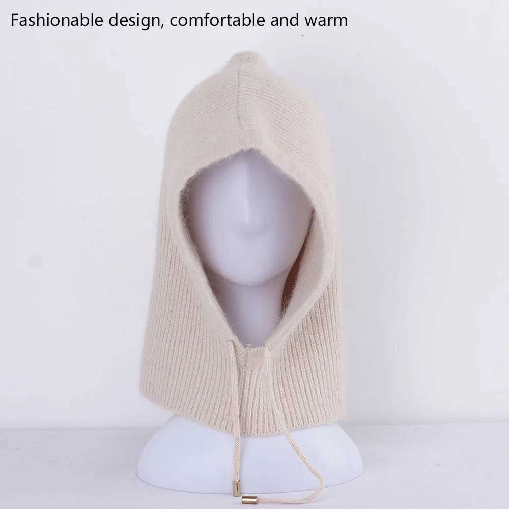 Beanie/Skull Caps 2022 NEW Winter Hat Real Rabbit Fur Winter Hats For Women Fashion Warm Hats Upgrade Thickened Extended Pullover Scarf Hat Q261017