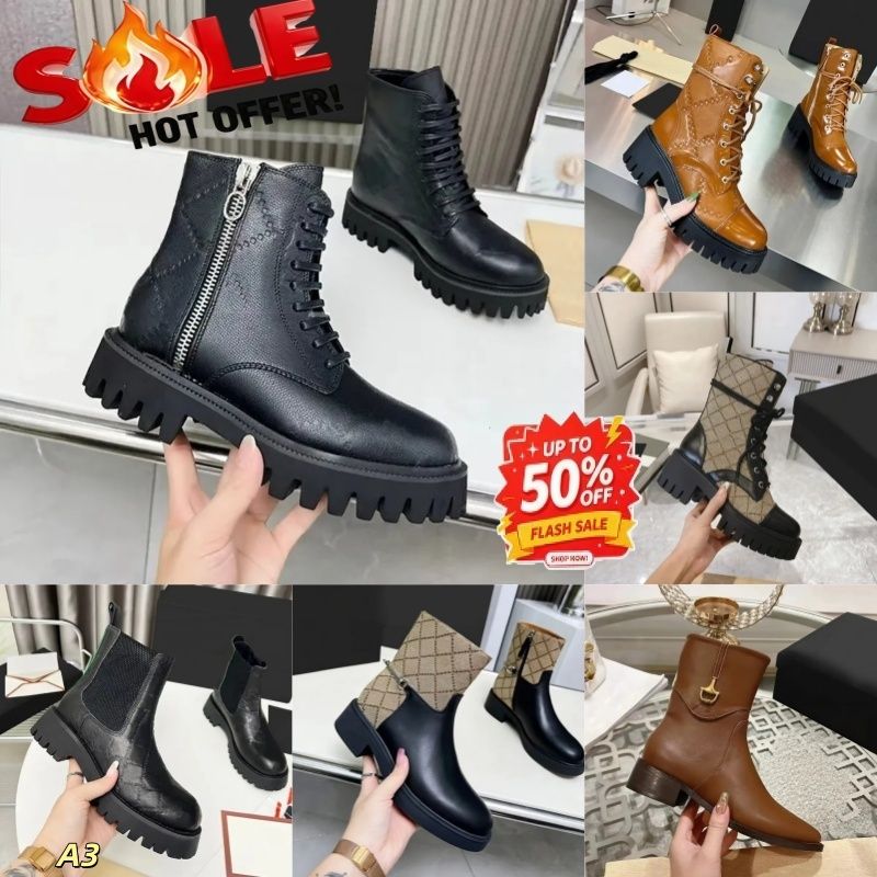 Designer Boots Women Quilted Geometric Print Combat Ankle Boots Heavy Duty Platform Sole Black Lace For Winter Fashion 35-42 A10000