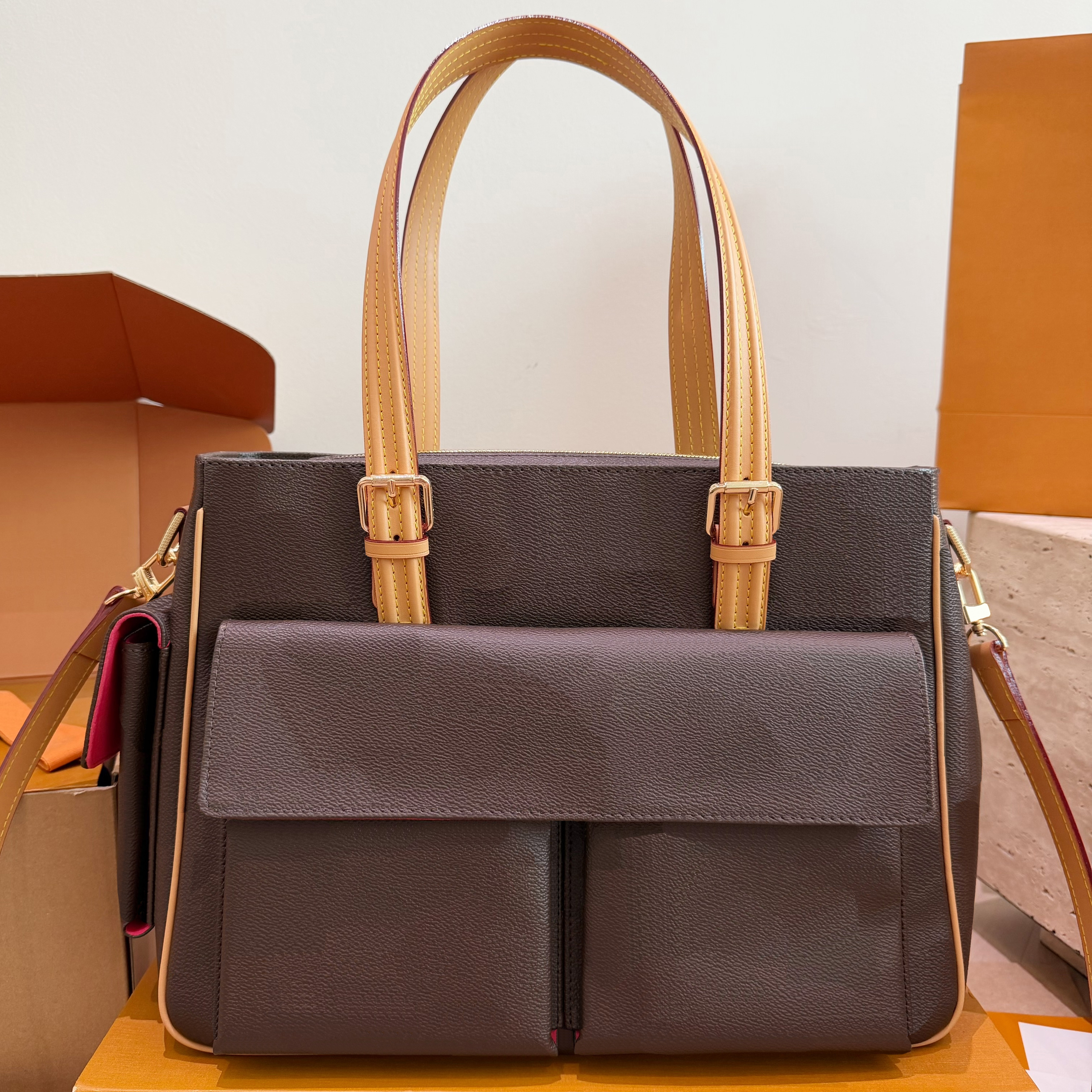 Top Retro designer Tote bag luxury bag handbag women Shopping Bags shoulder bag womens fashion brown flower totes bags with dust bag