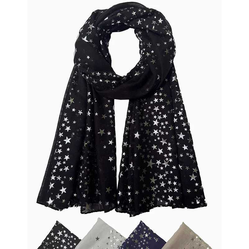 Star Printed Scarf For Women Hot Silver Shining Hijab Elegant Shawl Wedding Bridal Winter Warm Luxury Scarves S261017IUJ3