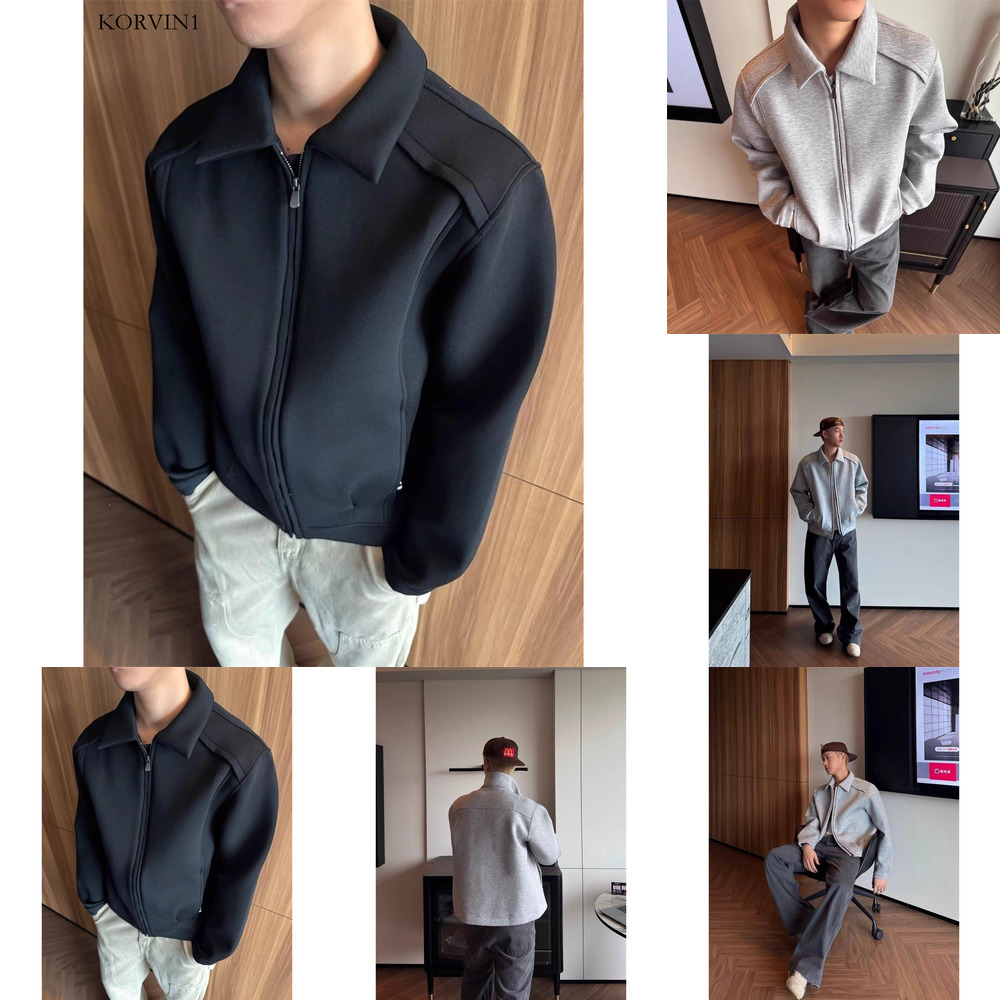 American-style heavyweight shirt jacket, Cleanfit casual outerwear, unisex, high-end zip-up top, cotton jacket a3