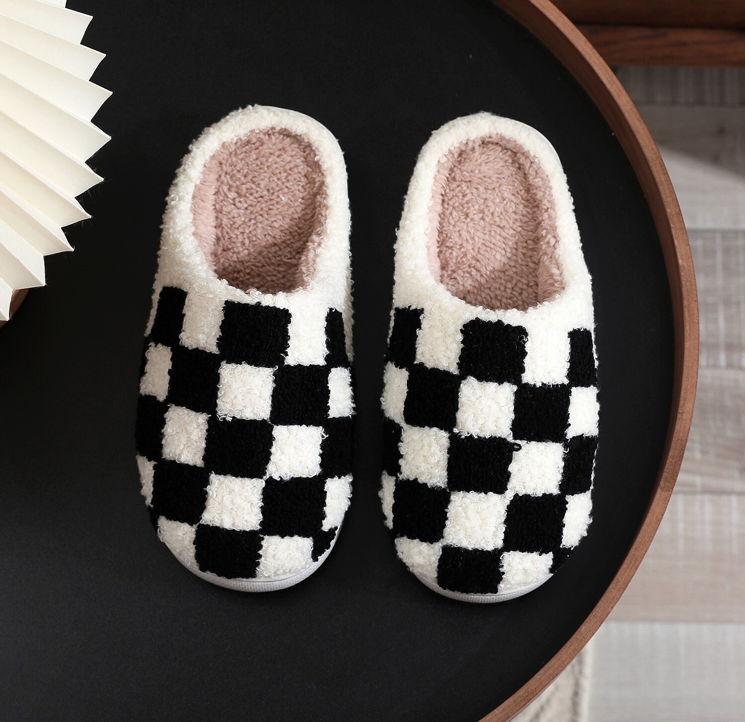Men's New Autumn Winter Checkerboard Cute Simple and Women Couples Indoor Home Plush Warm Cotton Slippers for Men ddmykukumalu