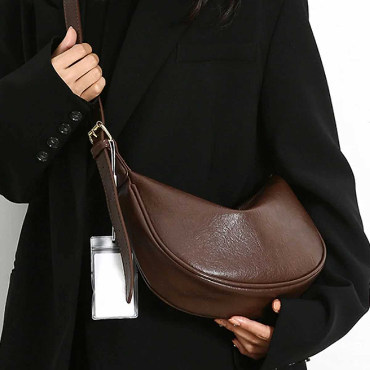 Shoulder Bags Shoulder Bag for Women Crossbody Bag Women's Lightweight Hobo Bag Vintage Leather Crescent Bag Solid Color PU Leather Dumpling H2