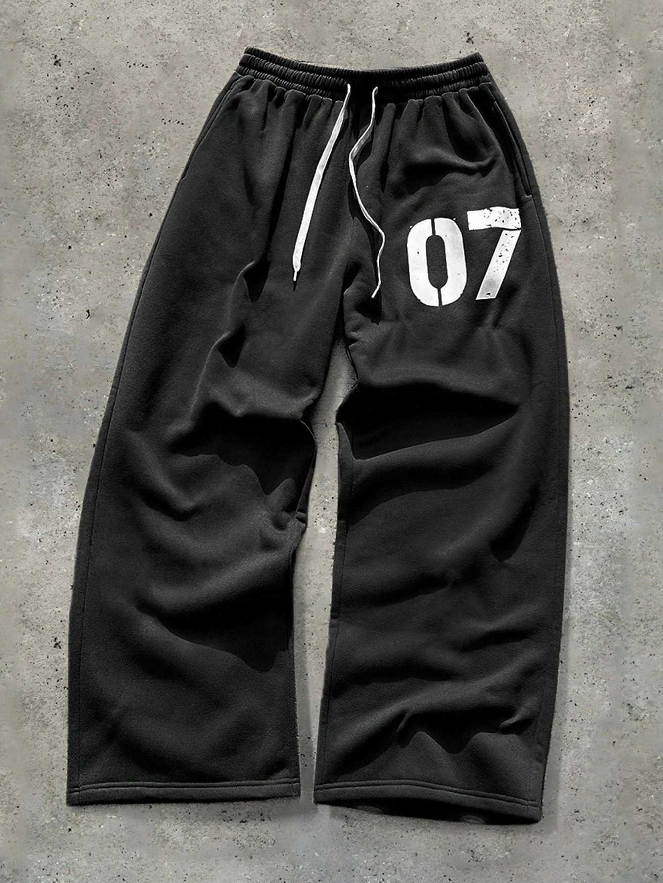 Men's Casual Street Hip-Hop Elastic Waist Size 07 Printed Sweatpants Autumn and Winter Sports Fashion Trousers S2610168X5M