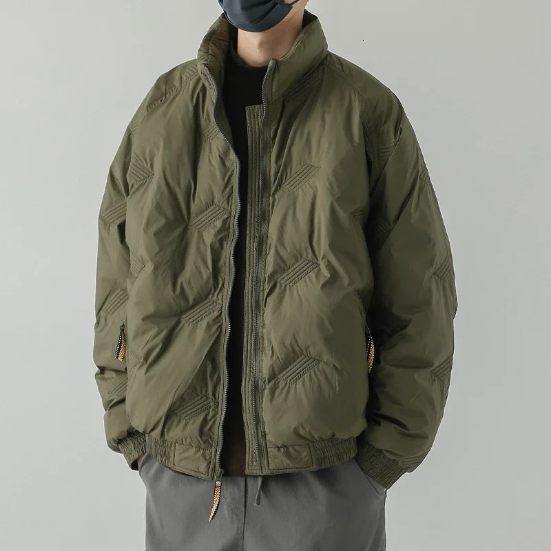 Winter American Fashion Vintage Parkas Jackets For Men Outdoor Windbreaker Y2K Casual Padding Coats Loose Embroidery Down Jacket 261017