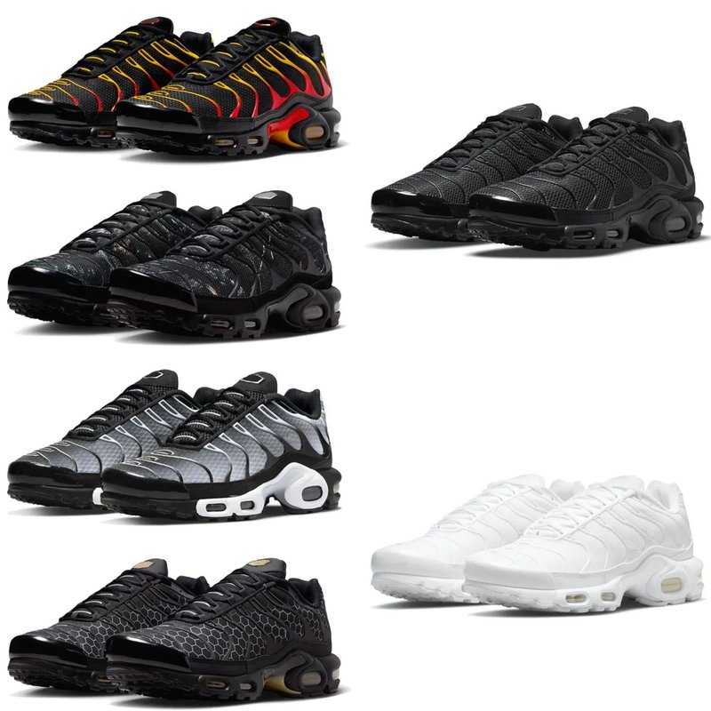 with box tn tns plus sneakers men women designer running shoes durable trainers outdoor comfortable sports shoe Triple Black White Grey Silver Yello