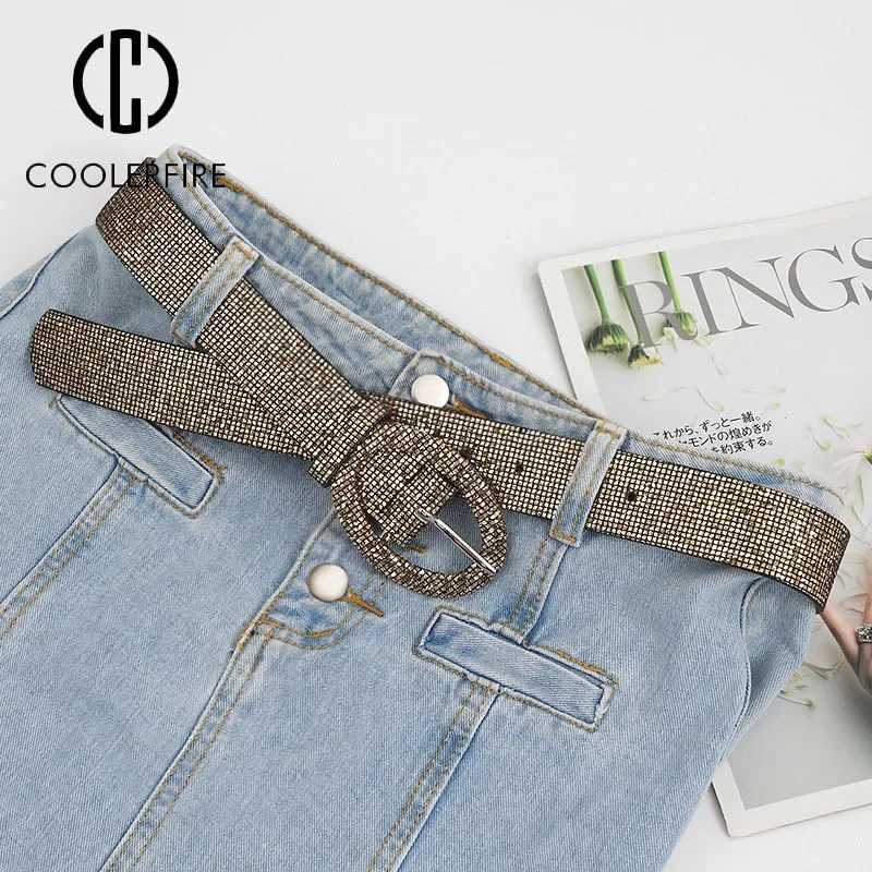 Femmel Women Ceinture Belt Cummeund Glitter Gold Fashion Casual High Quality Female Belt for Women Silver Pu Waist Belt AL103 M261016
