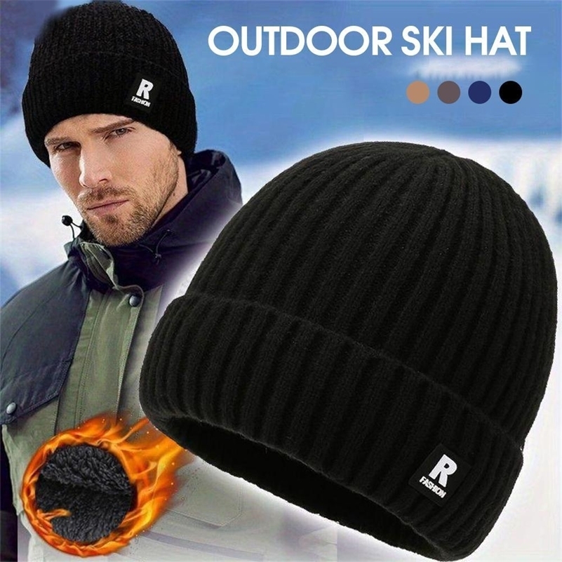 Winter Thick Beanie Hat With Fleece Lined For Men Women Winter Solid Knitted Wool Skull Cap For Outdoor Activities Daily Use260920ww