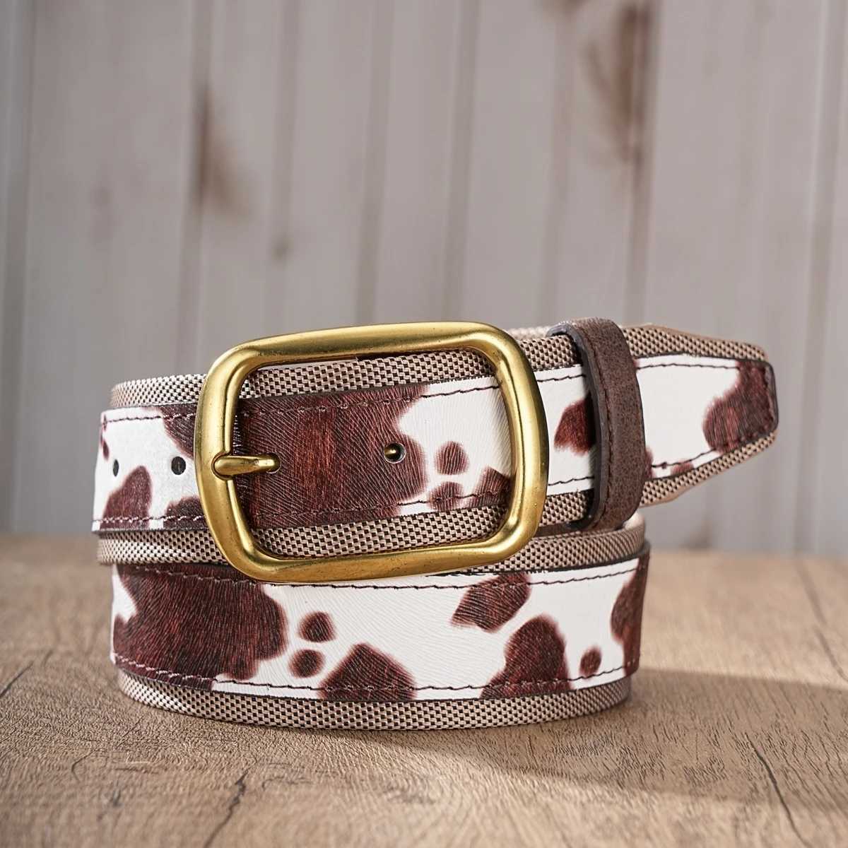 A casual workwear-style belt the same design for both men and women made of PU leather with random patterns on the belt S261017U3J7