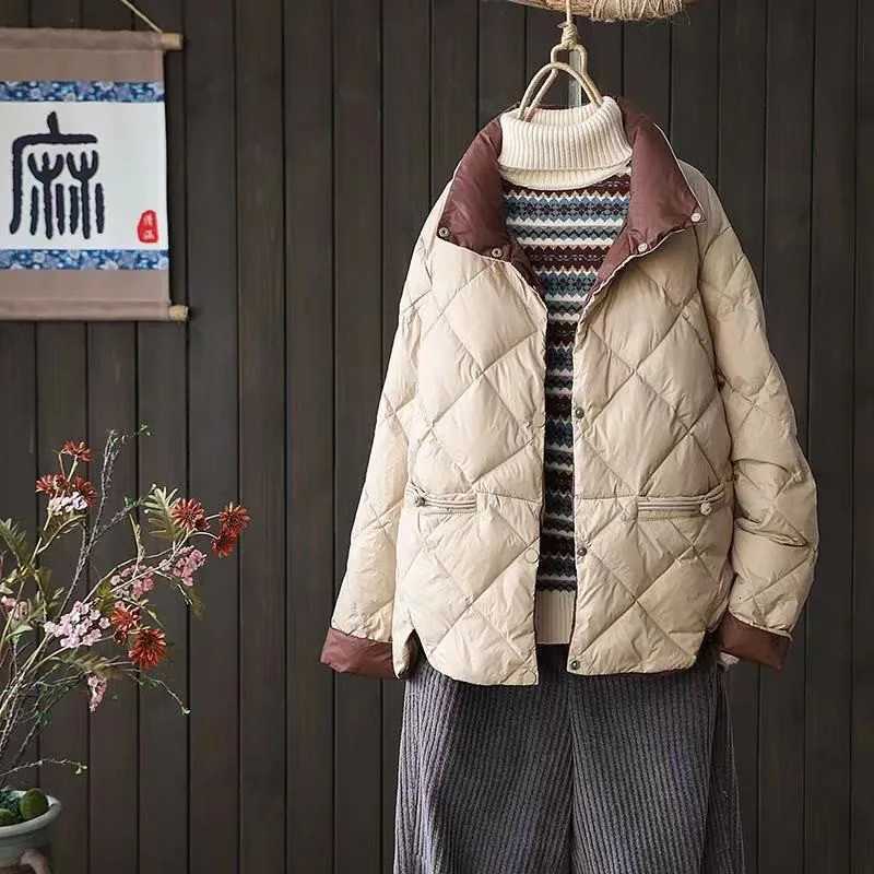 Women's Down Parkas 2023 Autumn Winter Warm Light White Duck Down Coat Parkas Women Oversize Down Jacket Ladies Casual Loose Short Puffer Outwe