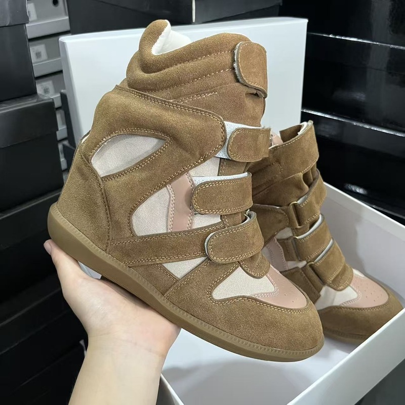 Designer Shoes Isabel Marantsshoes Womens Wedge Sneakers Hidden Wedge Casual Shoes Lace Up Fashion Footwear For Daily Wear Travel And Weekend Boots
