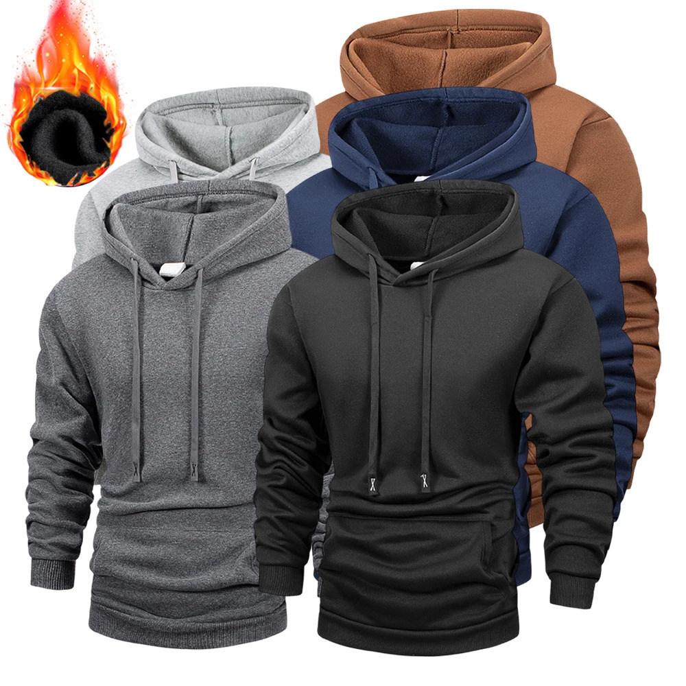 Mens Fleece Pullover Hoodies Unisex Autumn Winter Hooded Sweatshirt Outerwear Fashion Casual Hoodie for Men Male Clothing Coat 261017