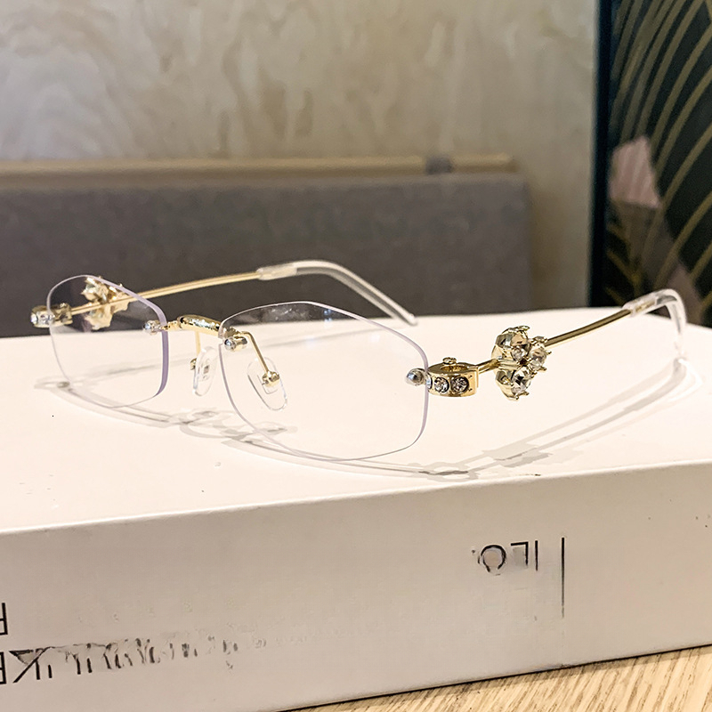 2025 New GM Eyewear Jewelry Series Polygonal Frameless Non-Prescription Glasses for Women High-End Diamond-Studded Frame Blue Light Blocking
