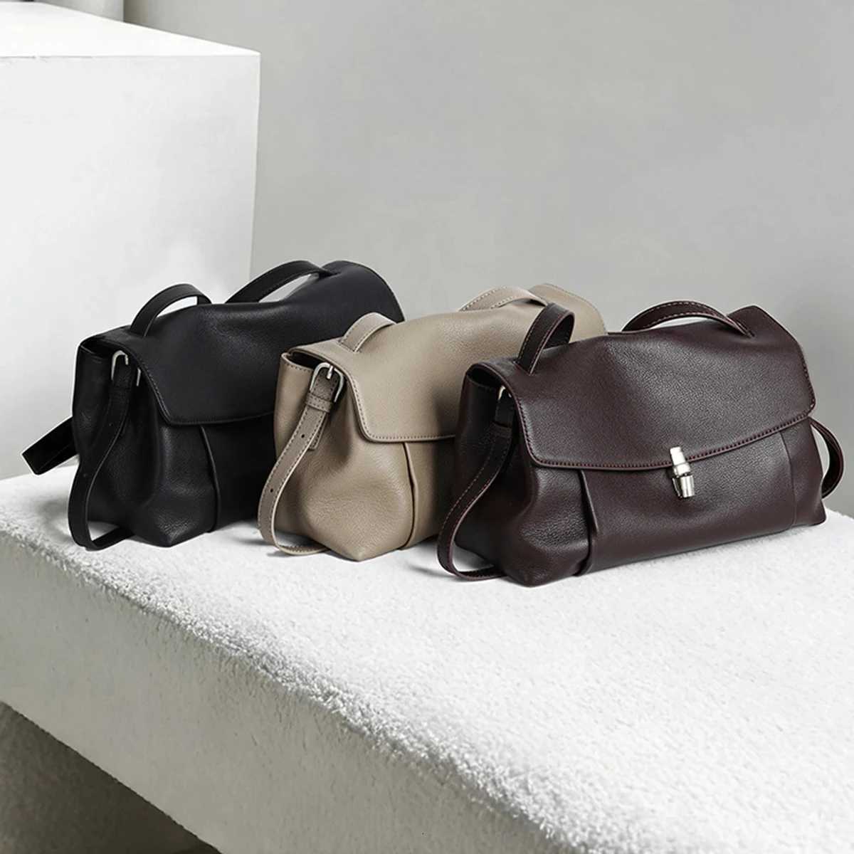Evening Bags New Womens Handbag Fashion Top-Grade Cowhide Leather Shoulder Bag Large Capacity Commuter Soft Genuine Leather Crossbody Bag H261016