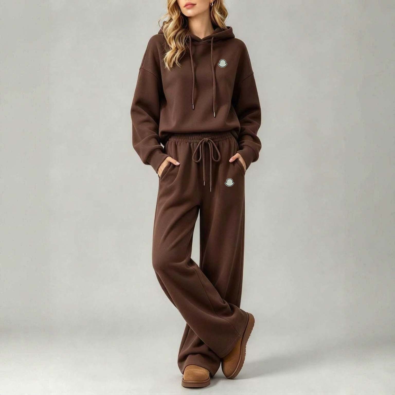 Women's Tracksuits Spring Autumn Solid Color Casual Long Sleeve Hooded Hoodies Tops and Pants Two Piece Set Women Clothing Size : S-XXL