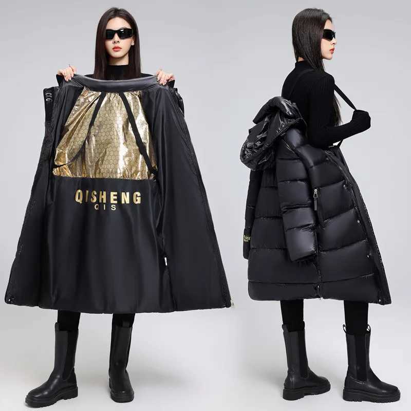 Women's Down Parkas 2026 New Winter Down Cotton Jackets Women's Clothing Long Parkas Hooded Warm Winter Thick Waterproof Coat Female Black