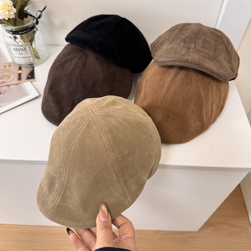 HighQuality Forward American Retro Large Head Circumference Hat Autumn Winter Suede Japanese Style Beret Women's Duckbill Cap