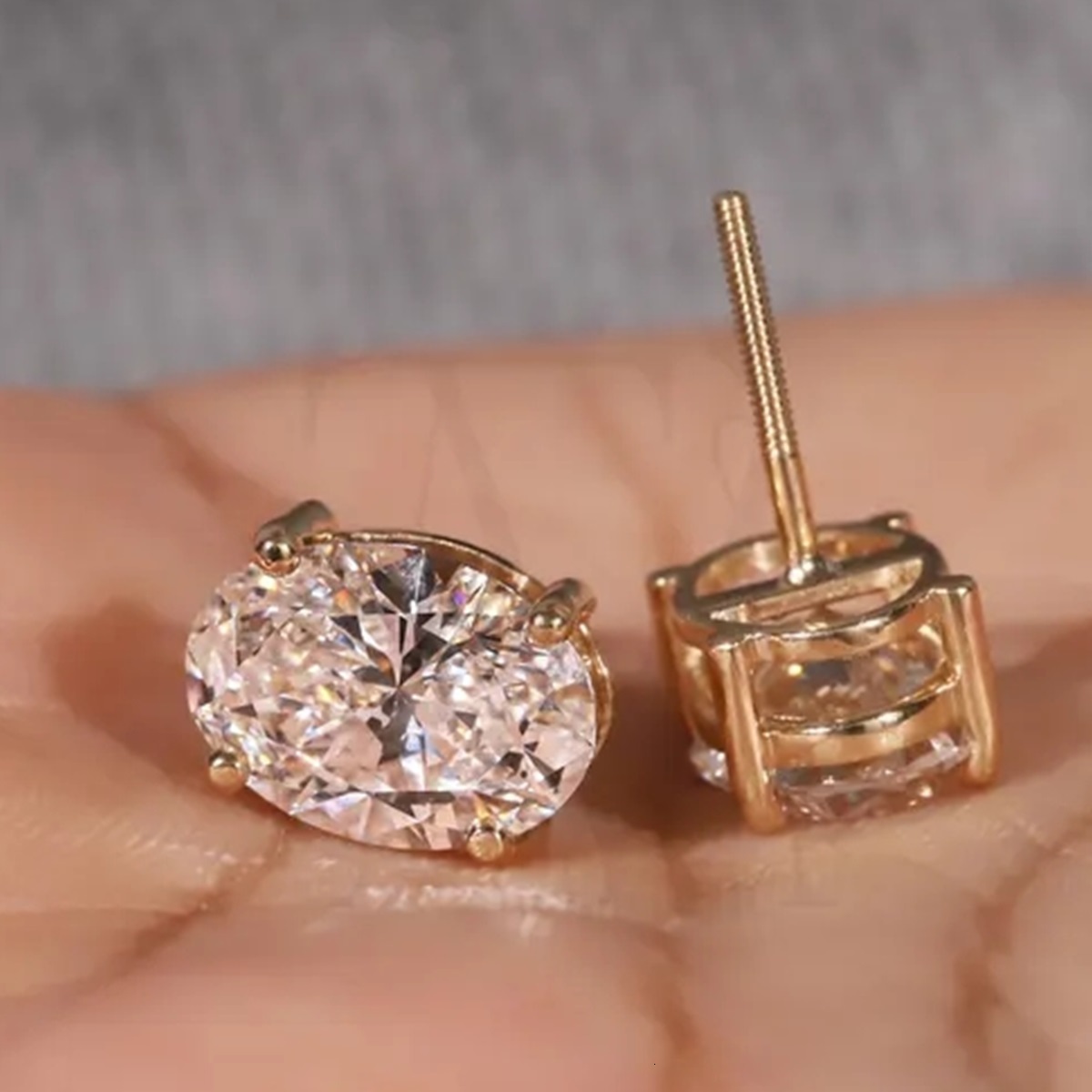 Wholesale Lab Created Diamond Stud Earrings in 9K Gold with Oval Gallery 3ct Options for Anniversary Gifts