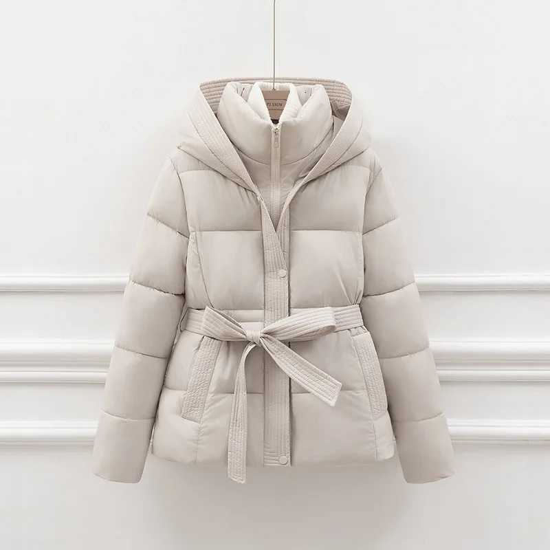 Women's Down Parkas Women's Short Padded Jacket Winter Thickened Cotton Puffer Coat with Hood Drawstring Slimming Trendy Commute Style Lon